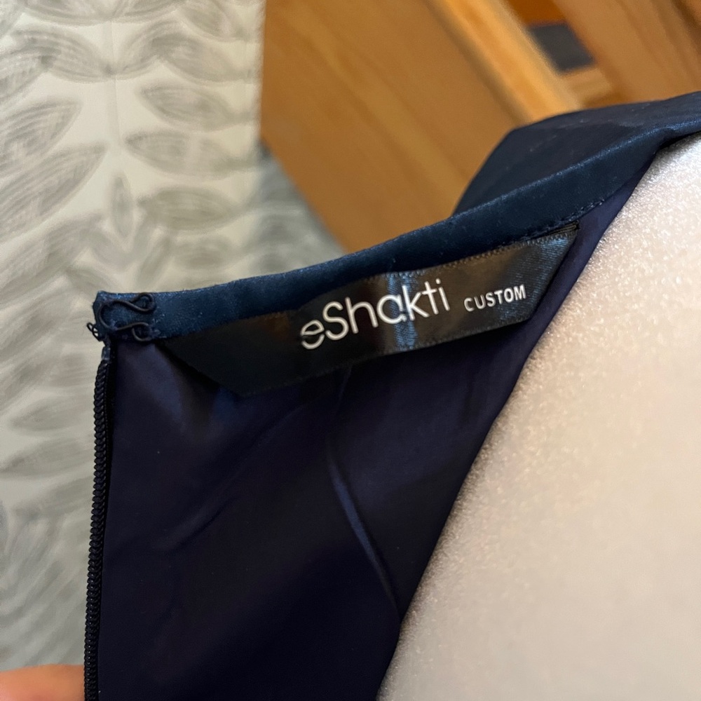 Peacock blue Dress with floral peacock detail bespoke - Picture 5 of 5